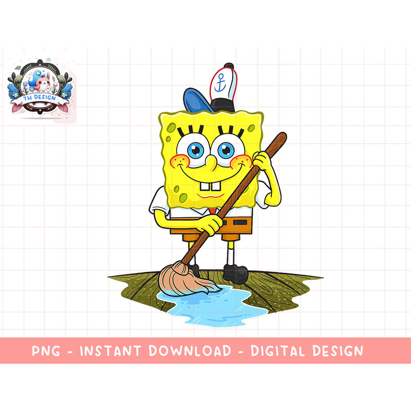 Mademark x SpongeBob SquarePants - SpongeBob Mopping The Floor png, sublimation.jpg
