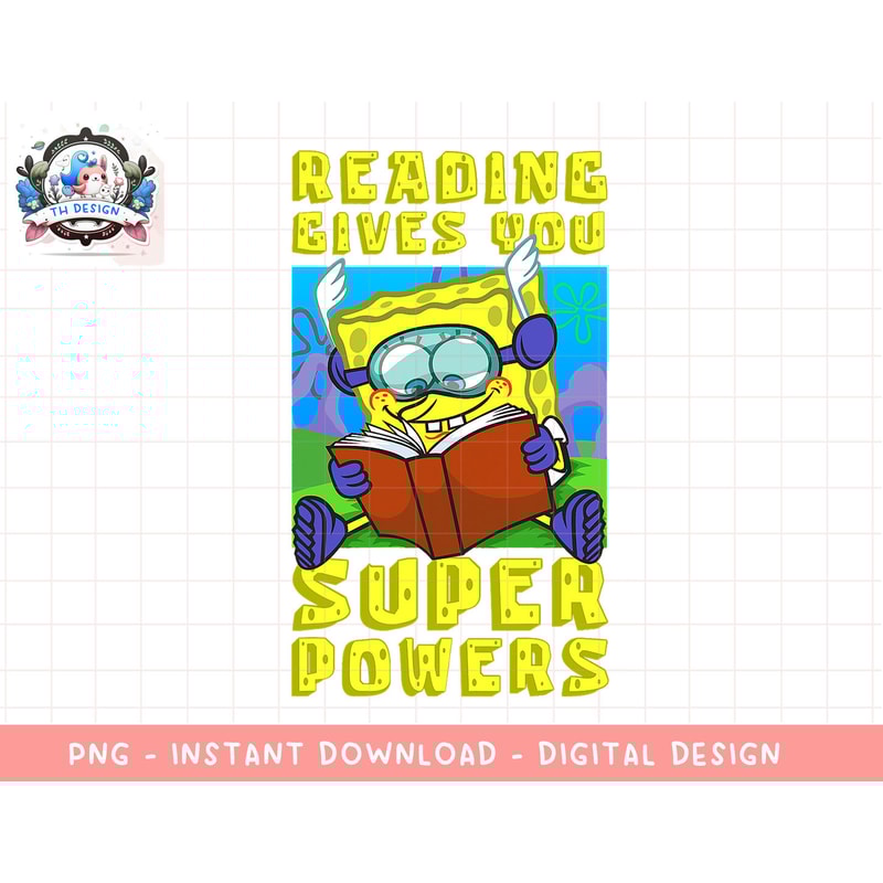 Mademark x SpongeBob SquarePants - SpongeBob Reading Gives You Super Powers Book Stories Reader T-Sh copy.jpg
