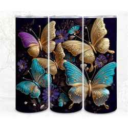 3d tumbler wrap sublimation, floral lux butterflies