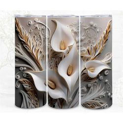 3d tumbler wrap sublimation, floral calla lilies illusion