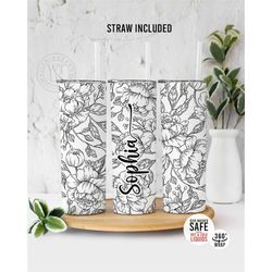 custom name tumbler , personalized floral name tumbler , gift for her, floral name tumbler ,tumbler gift, floral tumbler