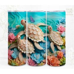 3d turtle tumbler wrap, under the sea digital art