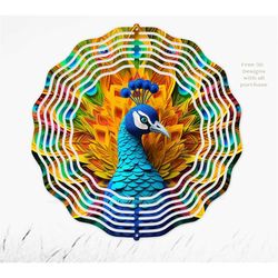 3d pattern, papercraft peacock 3d wind spinner
