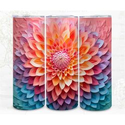 3d tumbler wrap quilling floral dahlia, 300dpi straight
