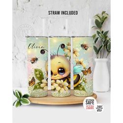 personalized cute bee tumbler - bee honeycomb sunflower tumbler personalized  - bee tumbler gifts - honeycomb tumbler wi