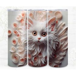 3d tumbler wrap quilling fluffy cat, 300dpi straight skinny