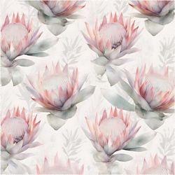 leaves with protea digital pattern, printable, sublimation