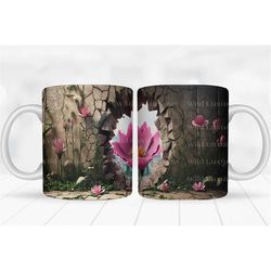 3d mug wrap, floral wall hole 3d sublimation