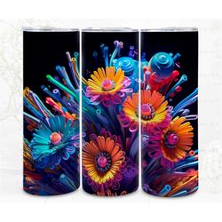 3d quilling tumbler wrap sublimation, sonic flowers digital art file, png 300 dpi, 3d design, commercial use