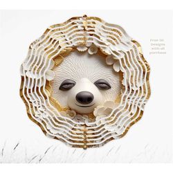 3d pattern, floral sloth 3d wind spinner, 3d background, digital paper wall art, 12x12, 300dpi commercial use 3d digital