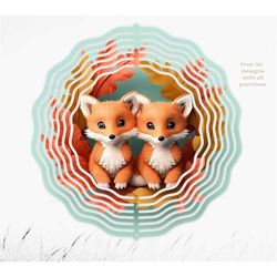 3d pattern, baby foxes 3d wind spinner, 3d background, digital paper wall art, 12x12, 300dpi commercial use 3d digital p