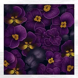 african violets deep digital pattern, printable, sublimation, fabric, scrapbook, paper, art, clipart, instant download