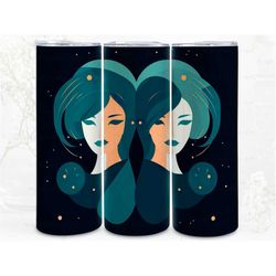 gemini twin zodiac digital art, sublimation, 300dpi straight skinny 20 oz tumbler wrap, fabrics, wall canvas, pod, insta