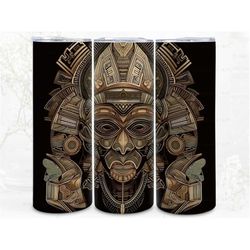 stunning tribal mask digital art, sublimation, 300dpi straight skinny 20 oz tumbler wrap, fabrics, wall canvas, pod, ins