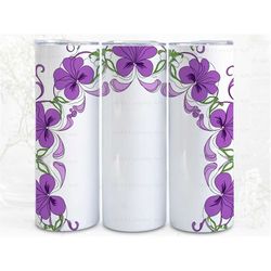 cartoon violets border digital art, sublimation, 300dpi straight skinny 20 oz tumbler wrap, fabrics, wall canvas, pod, i
