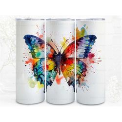 exotic butterful watercolor digital art, sublimation, 300dpi straight skinny 20 oz tumbler wrap, fabrics, wall canvas, p