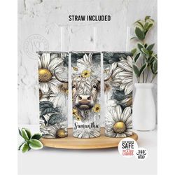 highland cow tumbler - personalized highland cow gifts - cow gift for her - leopard pattern highland cow - cow print tum