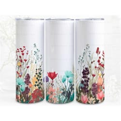 exotic flowers meadow digital art, sublimation, 300dpi straight skinny 20 oz tumbler wrap, fabrics, wall canvas, pod, in
