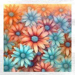 African Daisies Pastels Digital Pattern, Printable, Sublimation, Fabric, Scrapbook, Paper, Art, Clipart, Instant Downloa