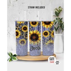 personalized sunflower tumbler - purple sunflower tumbler - mothers day gift - tumbler with straw - personalized teal su
