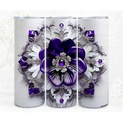 3d tumbler wrap sublimation ornate floral, 300dpi straight skinny 20 oz tumbler wrap, digital file, commercial use wall