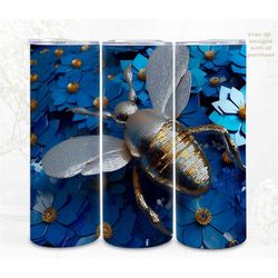3d bee tumbler wrap, glitter  digital art, sublimation, straight skinny 20 oz tumbler wrap, instant download