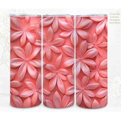 3d floral tumbler wrap sublimation floral texture, 300dpi straight skinny 20 oz tumbler wrap, 3d design, commercial use