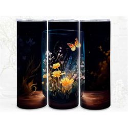 butterfly glass print digital art print, sublimation, straight skinny 20 oz tumbler wrap, fabrics, wall art, pod, instan