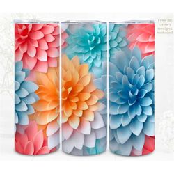 3d seamless tumbler wrap sublimation pastel flowers, 300dpi straight skinny 20 oz tumbler wrap, 3d design, commercial us