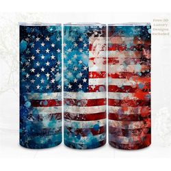 grunge american flag tumbler wrap sublimation, 300dpi straight skinny 20 oz tumbler 3d sublimation, commercial use