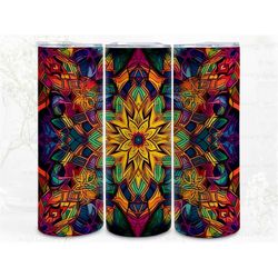 rainbow kaleidoscope series digital art print, sublimation, straight skinny 20 oz tumbler wrap, wall art, pod, instant d