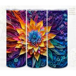3d floral tumbler wrap sublimation abstract, 300dpi straight skinny 20 oz tumbler wrap, 3d design, commercial use