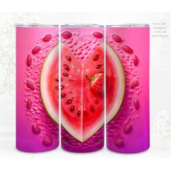 3D Sublimation Tumbler Wrap, Watermelon Slice 3D Designs, 300dpi PNG, 20oz Skinny Tumbler Wrap, Commercial Use