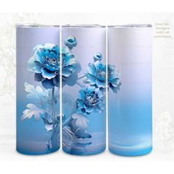 3D Sublimation Tumbler Wrap, Ornate Heavenly Flowers 3D Designs, 300dpi PNG, 20oz Skinny Tumbler Wrap, Commercial Use