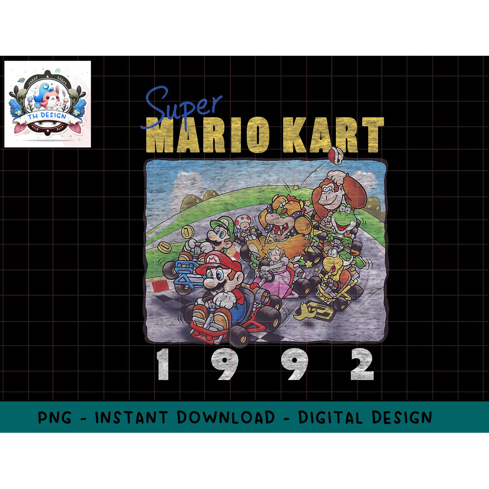 Mario Kart Group Shot 1992 Vintage Poster png, sublimation.jpg