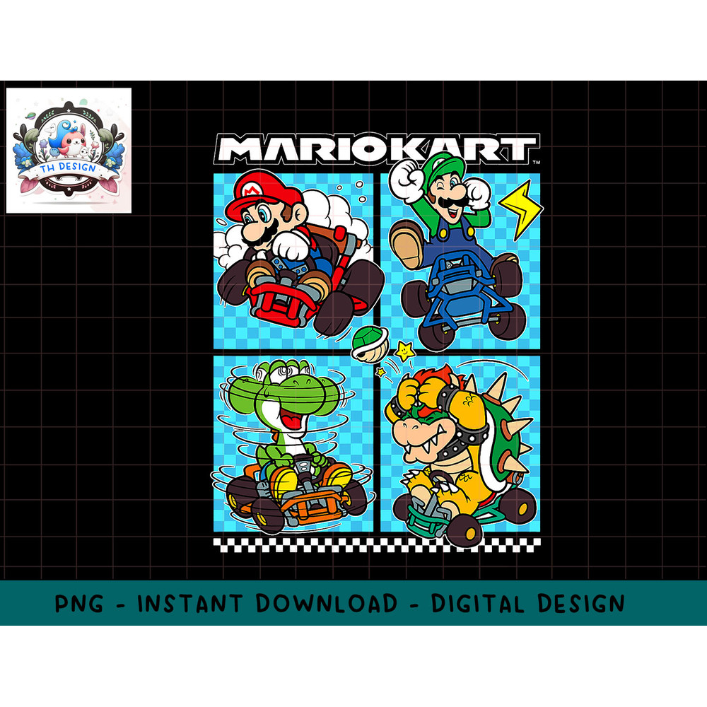 Mario Kart Mario Luigi Yoshi Bowser Group Graphic T-Shirt png, sublimation.jpg