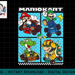 mario kart mario luigi yoshi bowser group graphic t-shirt png, sublimation.jpg