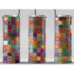 small tunis tiles digital art print, sublimation, straight skinny 20 oz tumbler wrap, wall art, pod, instant download