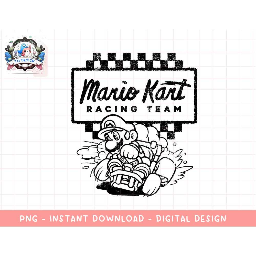 Mario Kart Racing Team Outlined Mario Drift Graphic T-Shirt png, sublimation.jpg