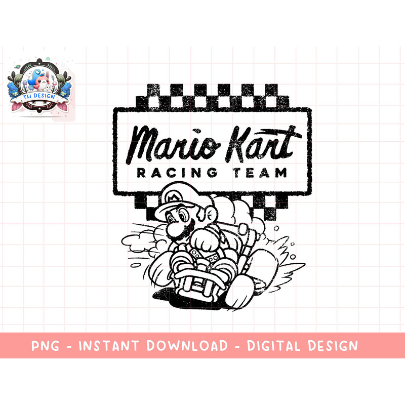Mario Kart Racing Team Outlined Mario Drift Graphic T-Shirt png, sublimation.jpg