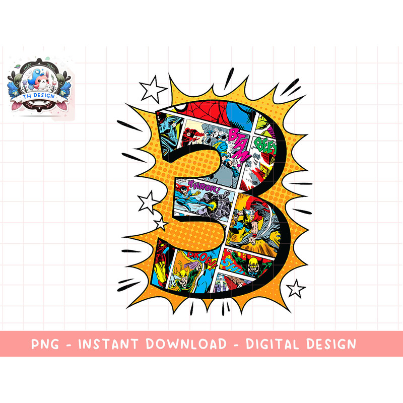 Marvel Avengers Comics 3rd Birthday png, sublimation.jpg