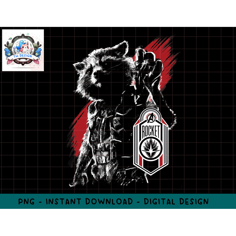 Marvel Avengers Endgame Rocket Portrait Graphic T-Shirt png, sublimation.jpg