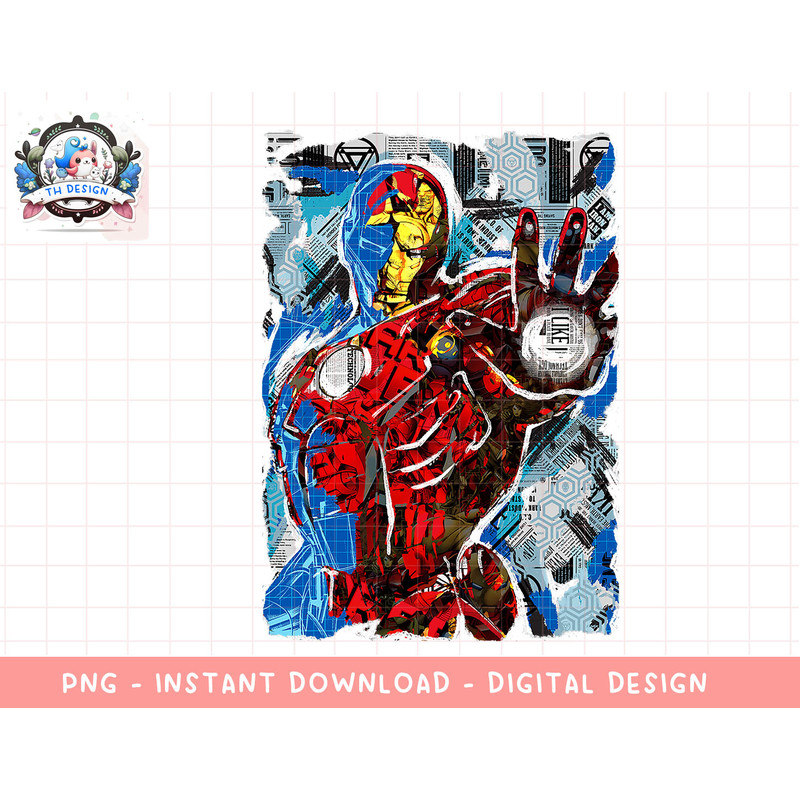 Marvel Avengers Iron Man Grid Overlay png, sublimation.jpg