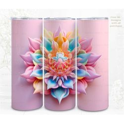 3D Sublimation Tumbler Wrap, Mystical Lotus 3D Designs, 300dpi PNG, 20oz Skinny Tumbler Wrap, Commercial Use