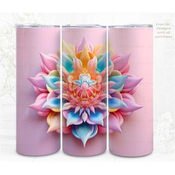 3d sublimation tumbler wrap, mystical lotus 3d designs, 300dpi png, 20oz skinny tumbler wrap, commercial use