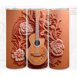 3d wooden tumbler wrap, guitar 3d sublimation, 3d digital design, commercial use, png 300 dpi skinny straight 20oz tumbl