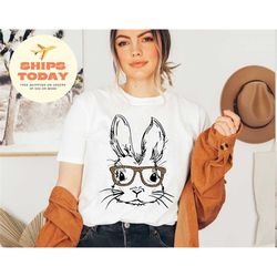 easter bunny shirt, bunny t-shirt, bunny with glasses shirt, easter outfit, cute bunny t-shirt, easter day shirt, easter