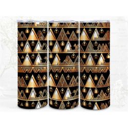 diamond gold pyramids patterns digital art print, sublimation, straight skinny 20 oz tumbler wrap, wall art, pod, instan