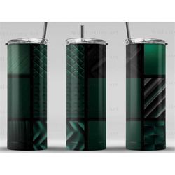 emerald abstract textured tiles digital art print, sublimation, straight skinny 20 oz tumbler wrap, wall art, pod, insta