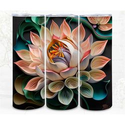3d tumbler wrap sublimation quilling floral, sublimation, 300dpi straight skinny 20 oz tumbler wrap, digital file, comme